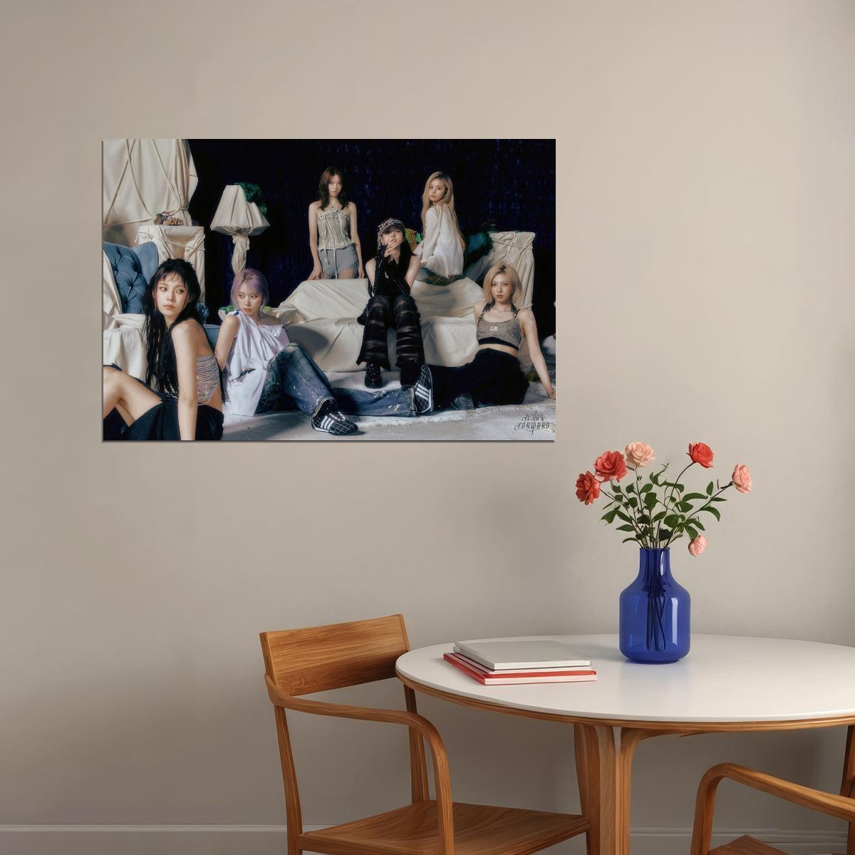 Nmixx Poster Fe3o4 Forward Ep Concept Group Photo Print K-Pop Home Decor For Living Room Aesthetic Kpop Female Girl Group
