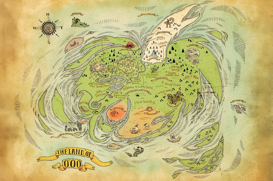 Adventure Time Map Poster Land of Ooo Cartoon Region Print Whimsical Fantasy Wall Art Kids Room Decor