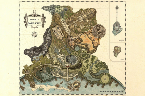 Poster - Dark Souls Video Game Poster Lordran World Map Print