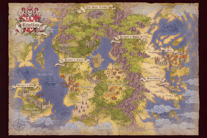 Divinity Original Sin Map Poster Rivellon World Region Print RPG Fantasy Wall Art Gamer Room Decor
