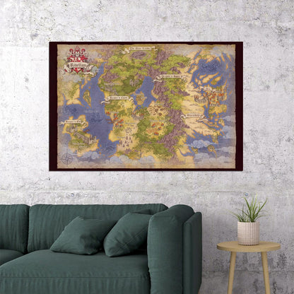 Divinity Original Sin Map Poster Rivellon World Region Print RPG Fantasy Wall Art Gamer Room Decor