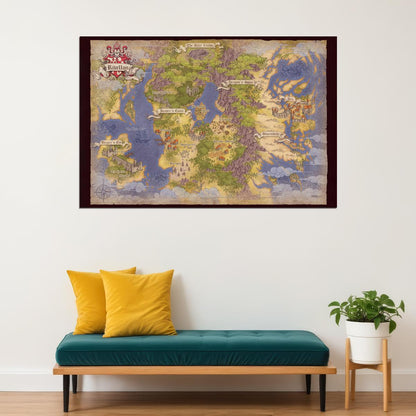Divinity Original Sin Map Poster Rivellon World Region Print RPG Fantasy Wall Art Gamer Room Decor