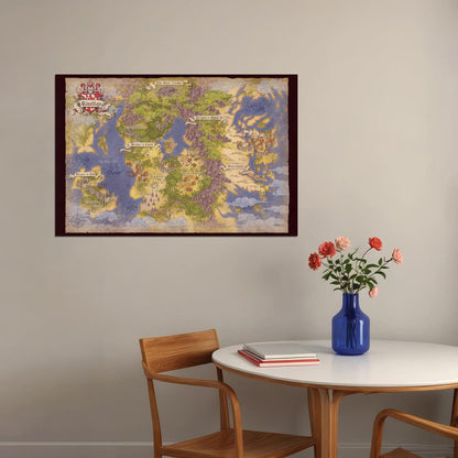 Divinity Original Sin Map Poster Rivellon World Region Print RPG Fantasy Wall Art Gamer Room Decor