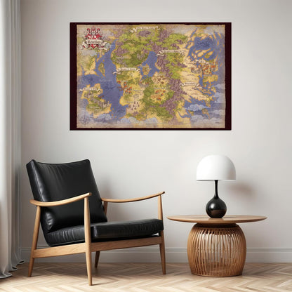 Divinity Original Sin Map Poster Rivellon World Region Print RPG Fantasy Wall Art Gamer Room Decor