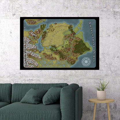 Dragon Age Video Game Poster Ferelden Map Print Fantasy RPG Gamer Wall Art Medieval Kingdom Decor