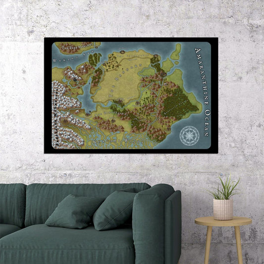 Dragon Age Video Game Poster Ferelden Map Print Fantasy RPG Gamer Wall Art Medieval Kingdom Decor