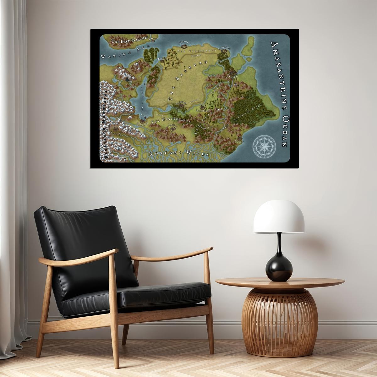 Dragon Age Video Game Poster Ferelden Map Print Fantasy RPG Gamer Wall Art Medieval Kingdom Decor
