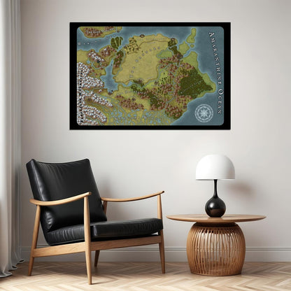 Dragon Age Video Game Poster Ferelden Map Print Fantasy RPG Gamer Wall Art Medieval Kingdom Decor