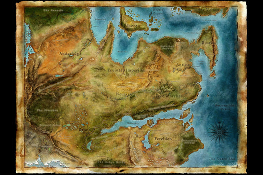 Dragon Age Video Game Poster Thedas Map Print Fantasy RPG Gamer Wall Art Open World Region Decor