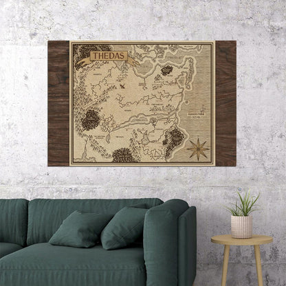 Dragon Age Map Poster Thedas World Region Print Fantasy Landscape Wall Art Gamer Room Decor