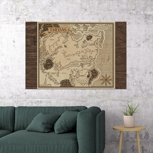 Dragon Age Map Poster Thedas World Region Print Fantasy Landscape Wall Art Gamer Room Decor