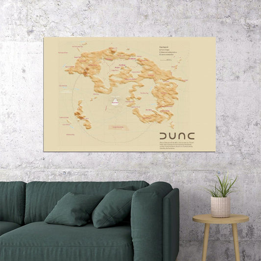 Dune Movie Poster Book Print Planet Arrakis Map Version Wall Art Sci-Fi Desert World Decor