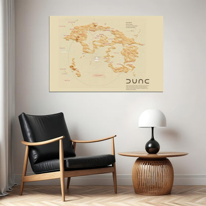 Dune Movie Poster Book Print Planet Arrakis Map Version Wall Art Sci-Fi Desert World Decor