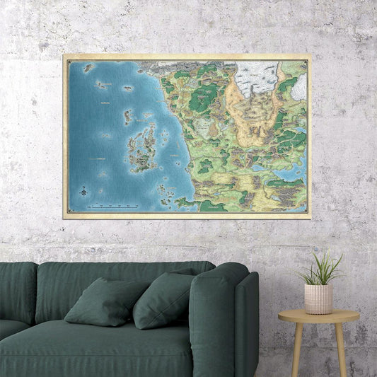 Dungeons and Dragons TTRPG Poster Faerun Map Print Fantasy Tabletop RPG Wall Art Board Game Decor