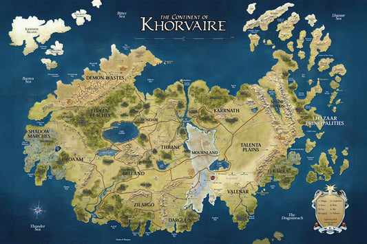 Dungeons and Dragons TTRPG Poster Khorvaire Eberron Map Print Fantasy Tabletop RPG Wall Art Decor