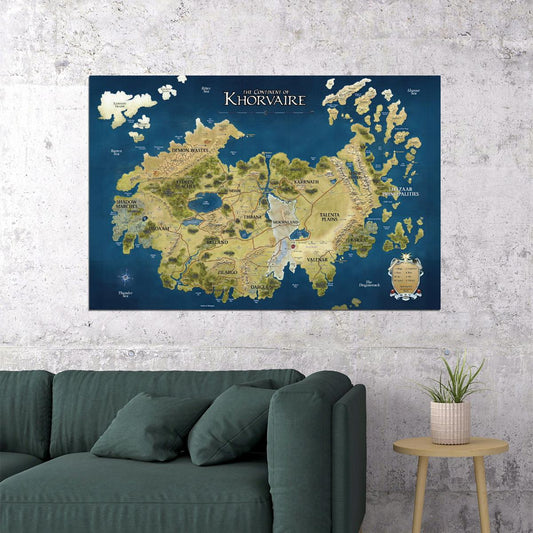 Dungeons and Dragons TTRPG Poster Khorvaire Eberron Map Print Fantasy Tabletop RPG Wall Art Decor