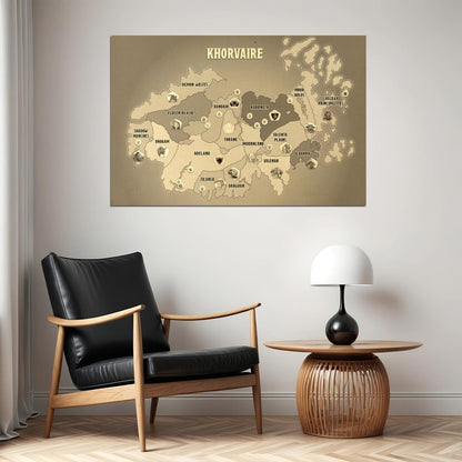Dungeons and Dragons TTRPG Poster Khorvaire Map Simple Print Fantasy RPG Wall Art Board Game Decor