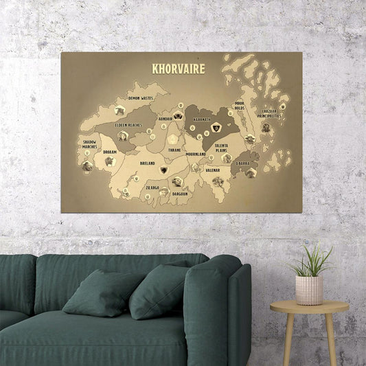 Dungeons and Dragons TTRPG Poster Khorvaire Map Simple Print Fantasy RPG Wall Art Board Game Decor
