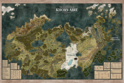 Dungeons and Dragons TTRPG Poster Khorvaire Map Print Fantasy Board Game Wall Art RPG Decor