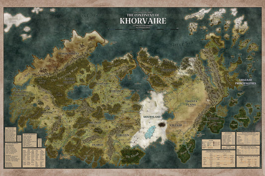 Dungeons and Dragons TTRPG Poster Khorvaire Map Print Fantasy Board Game Wall Art RPG Decor
