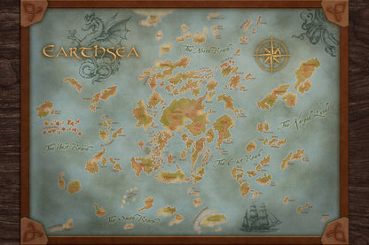 Earthsea Book Poster Archipelago Map Print Fantasy World Wall Art Ursula Le Guin Novel Decor