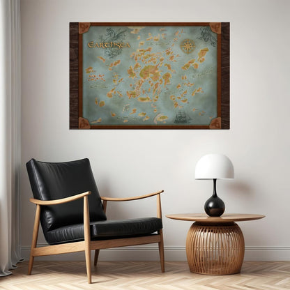 Earthsea Book Poster Archipelago Map Print Fantasy World Wall Art Ursula Le Guin Novel Decor