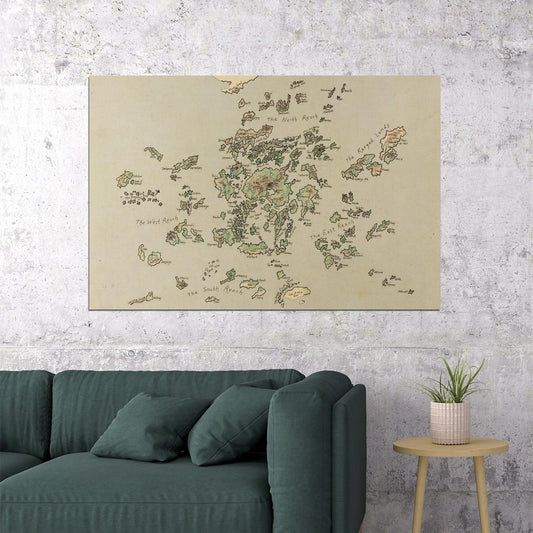 Earthsea Archipelago Map Poster Book Print Fantasy World Wall Art Ursula K Le Guin Inspired Decor