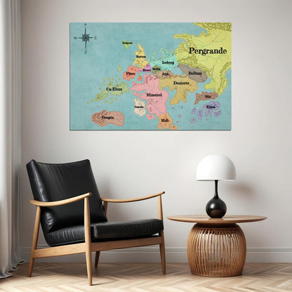 Fairy Tail Anime Poster Fiore The Flower Kingdom Map Print Japanese Manga Wall Art Otaku Room Decor