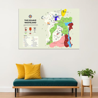 Fallout New Vegas Video Game Poster Mojave Wasteland Map Print Retro Futuristic Gamer Wall Art Decor