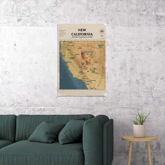 Fallout Video Game Poster The New California Map 2280 Print RPG Retro Futuristic Gamer Wall Art Decor
