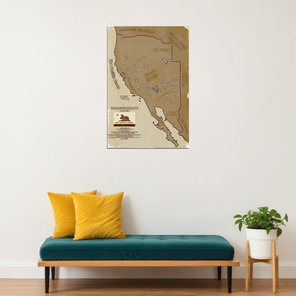 Fallout Video Game Poster The New California Republic Map 2377 Print RPG Sci-Fi Wall Art Retro Decor