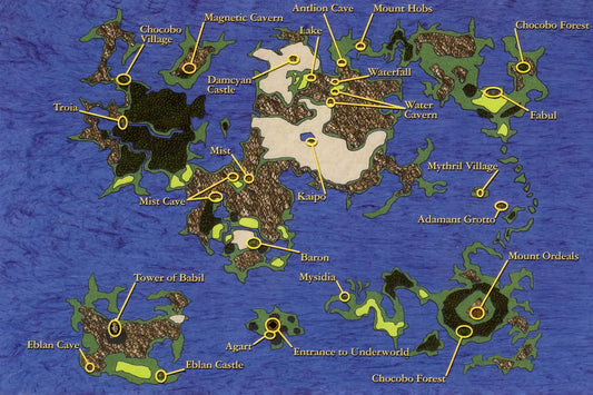 Final Fantasy IV Video Game Poster The Blue Planet Map Print Fantasy JRPG Gamer Wall Art Retro Decor