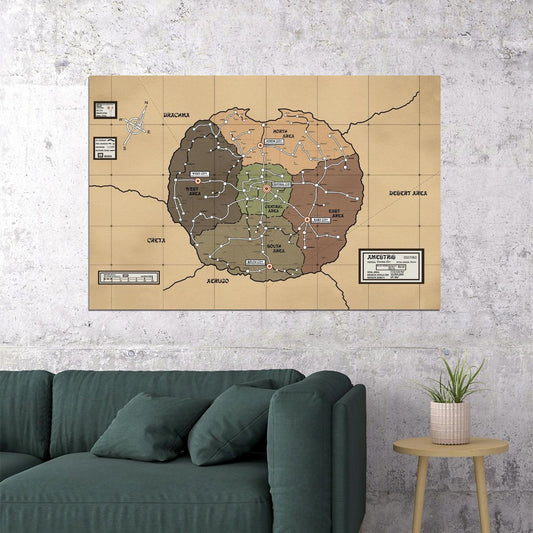 Fullmetal Alchemist Anime Poster Amestris Map Print Japanese Manga Wall Art Otaku Room Decor