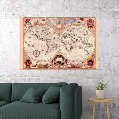 Harry Potter Poster Wizarding Schools Map Print Fantasy World Wall Art Magical Book Video Game Decor