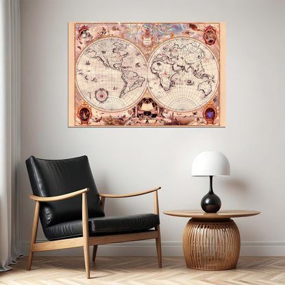 Harry Potter Poster Wizarding Schools Map Print Fantasy World Wall Art Magical Book Video Game Decor