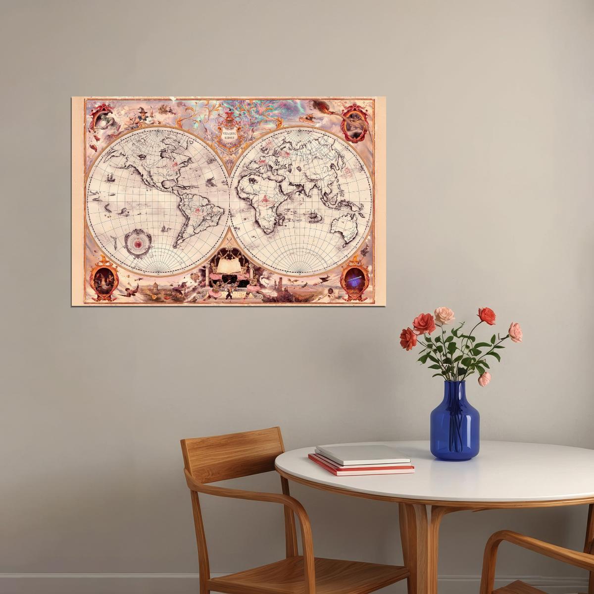 Harry Potter Poster Wizarding Schools Map Print Fantasy World Wall Art Magical Book Video Game Decor