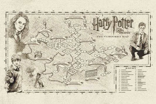 Harry Potter Video Game Poster Hogwarts Map Print Fantasy Wizarding School Wall Art Magical Decor