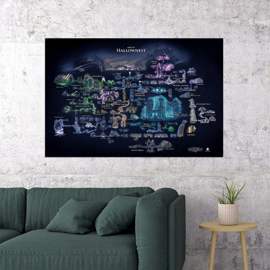 Hollow Knight Video Game Poster Hallownest Map Print Fantasy Metroidvania Wall Art Indie Gamer Decor - xonomax