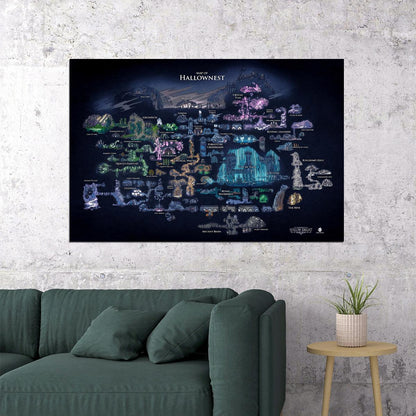 Hollow Knight Video Game Poster Hallownest Map Print Fantasy Metroidvania Wall Art Indie Gamer Decor