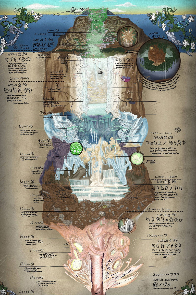 Made in Abyss Anime Poster The Abyss Map Print Manga Inspired Video Game Wall Art Otaku Decor - xonomax