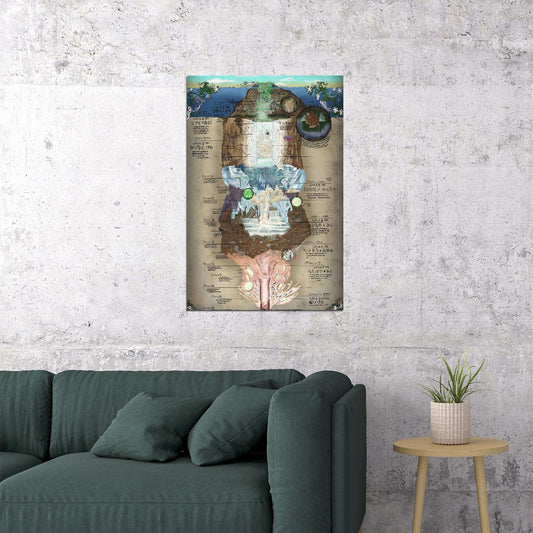 Made in Abyss Anime Poster The Abyss Map Print Manga Inspired Video Game Wall Art Otaku Decor