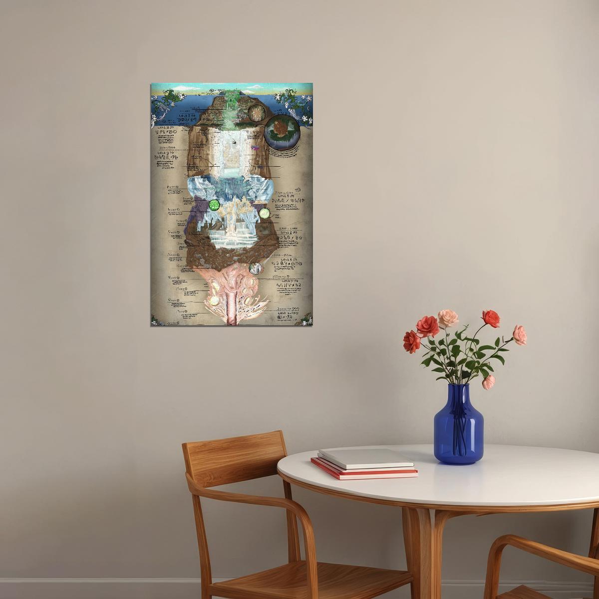 Made in Abyss Anime Poster The Abyss Map Print Manga Inspired Video Game Wall Art Otaku Decor - xonomax