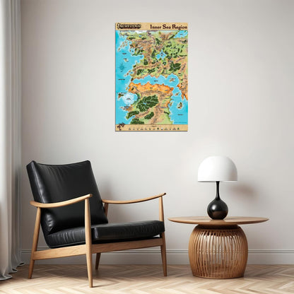 Pathfinder Campaign Setting Poster Golarion Inner Sea Region Map Print Fantasy Tabletop RPG Wall Art