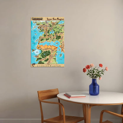 Pathfinder Campaign Setting Poster Golarion Inner Sea Region Map Print Fantasy Tabletop RPG Wall Art