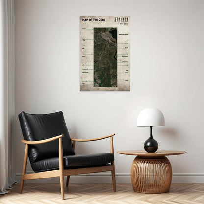 S.T.A.L.K.E.R. Video Game Poster Lost Alpha Map of the Zone Print Post-Apocalyptic Sci-Fi Wall Art Decor