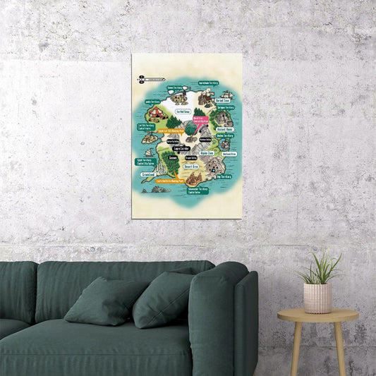 Sword Art Online Anime Poster Aincrad World Map Print Manga Inspired Video Game Wall Art Otaku Decor