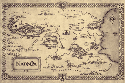The Chronicles of Narnia Poster Narnia Map Print Fantasy Book Wall Art Magical Kingdom Decor