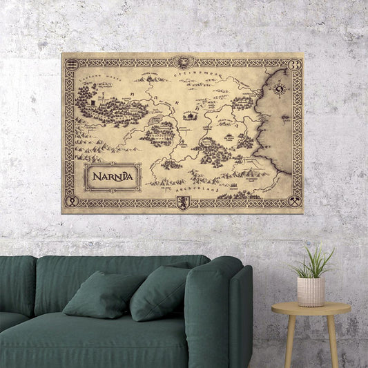 The Chronicles of Narnia Poster Narnia Map Print Fantasy Book Wall Art Magical Kingdom Decor
