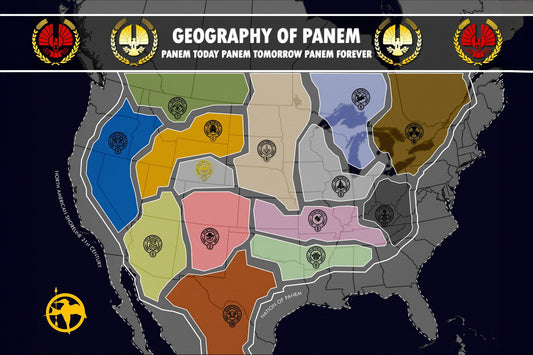 The Hunger Games Poster Panem Map Print Districts Wall Art Futuristic World Decor for Fans