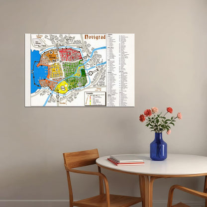 The Witcher Poster Novigrad Map Print Fantasy RPG Wall Art Game and TV Series Decor